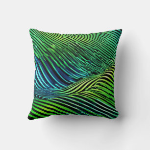Futuristic Neon Green Stripes Cushion