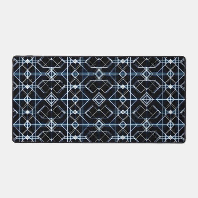 Futuristic Neon Grid Pattern Desk Mat (Front)