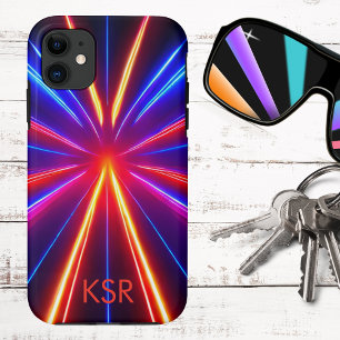 Futuristic Neon Laser Light Beams Monogram  Case-Mate iPhone Case