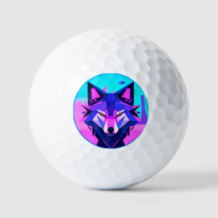 Futuristic Neon Wolf Face Sports Accessories Gift Golf Balls