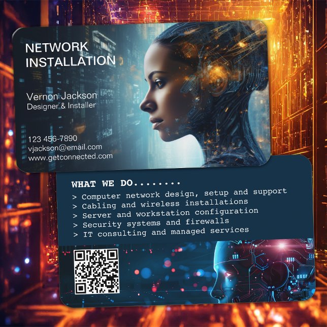 Futuristic Network Installation Company Business Card (Creator Uploaded)