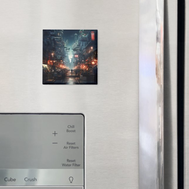 Futuristic Night City Cyberpunk Magnet (In Situ (Fridge))