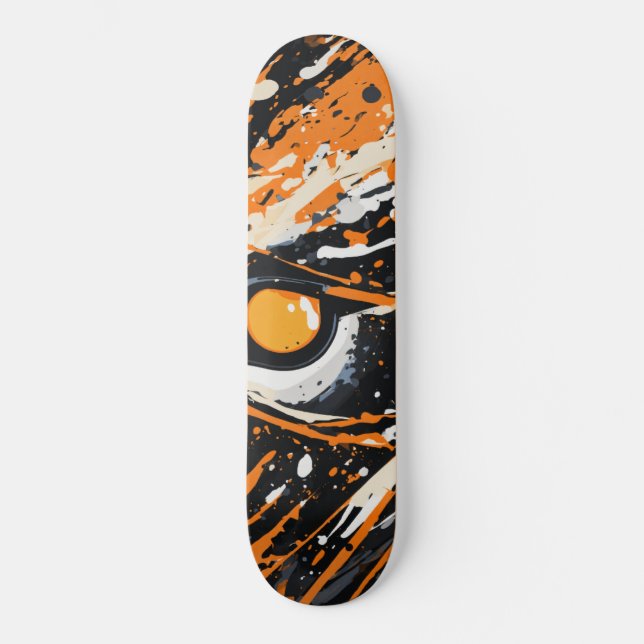 Futuristic paint splatter, panther black, look, cr skateboard (Front)