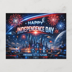 Futuristic Patriotic Independence Day Holiday Postcard