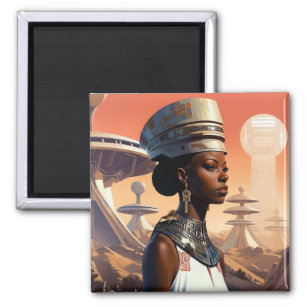 Futuristic Queen Afrofuturistic Science Fiction Magnet