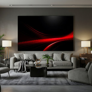 Futuristic Red Light Trails Dark Aesthetic Tech Canvas Print