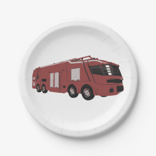 Futuristic Red Sci-Fi Command Vehicle Paper Plate