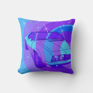 Futuristic Ride: Psychedelic Car Journey Cushion