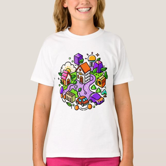 Futuristic Ride: Psychedelic Car Journey T-Shirt (Front)