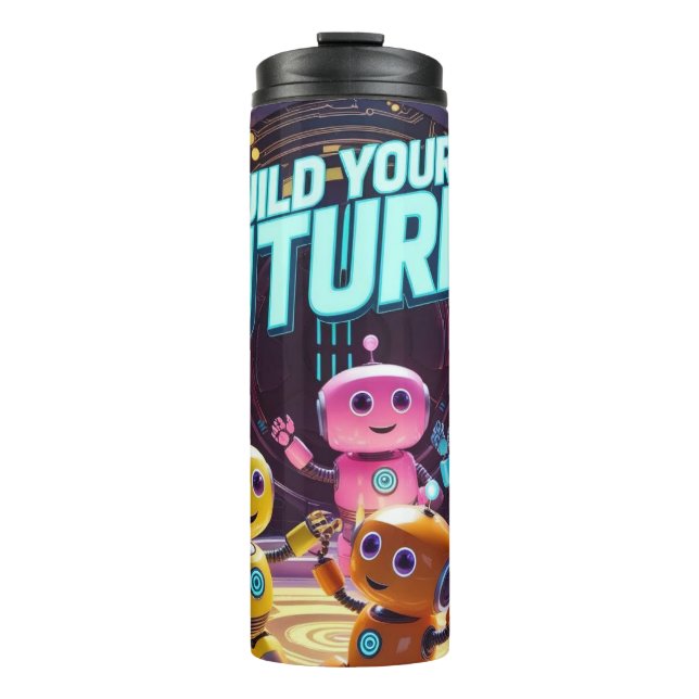 Futuristic Robot and Astronaut Children Thermal Tumbler (Front)