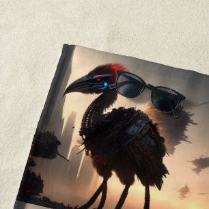 Futuristic Robot Australian Emu, Beach Towel