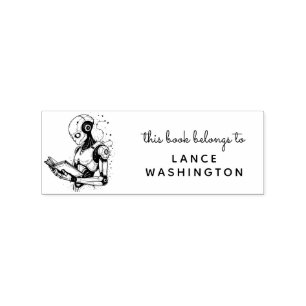 Futuristic Robot Book Ex Libris Stamp