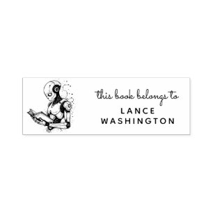 Futuristic Robot Book Ex Libris Stamp