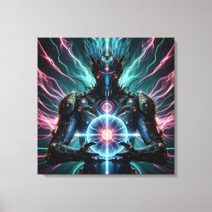 Futuristic Robot Cosmic Core Cyberpunk Canvas Print