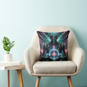 Futuristic Robot Cosmic Core Cyberpunk Cushion