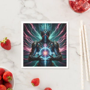 Futuristic Robot Cosmic Core Cyberpunk Napkin