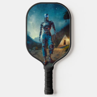 Futuristic Robot in Ancient Landscape Pickleball Paddle