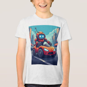 Futuristic Robot Red Car Neon City Kids 🤖 Tri-Blend Shirt