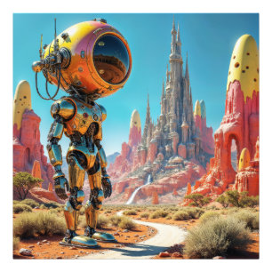 Futuristic Robot Stands Guard Photo Print