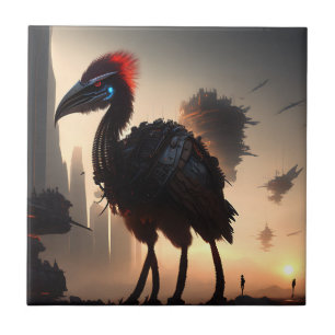 Futuristic Robotic Australian Emu, Ceramic Tile