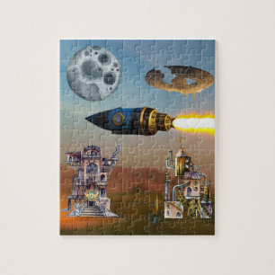 Futuristic Rocket & PlanetsPuzzle  Jigsaw Puzzle