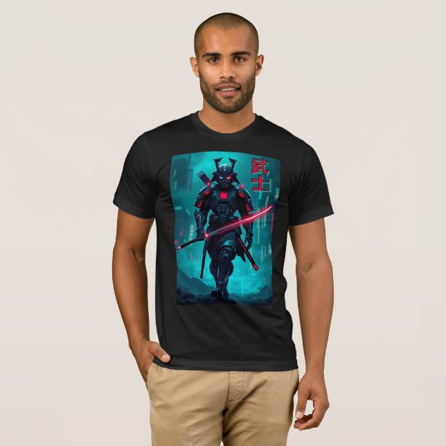 Futuristic Samurai - Cyberpunk Aesthetic Tee (Front Full)
