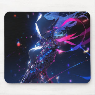 Futuristic Sci-Fi Cyber Warrior Anime Girl Mouse Pad