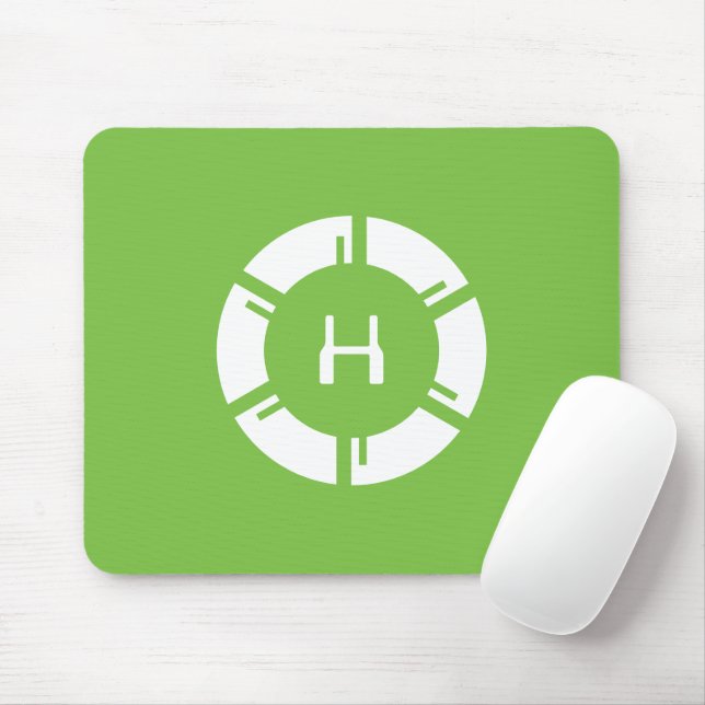 Futuristic SciFi Circle With Custom Monogram Green Mouse Pad (With Mouse)