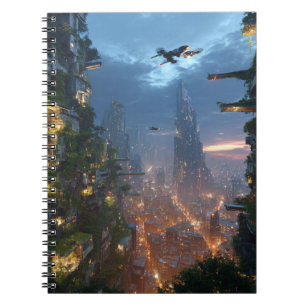 Futuristic Sky City Sunset Notebook