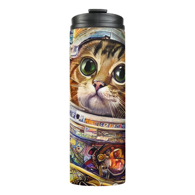 Futuristic Space Cat Thermal Tumbler (Front)