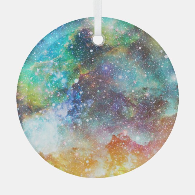 Futuristic space, starry nebula background. glass tree decoration (Front)