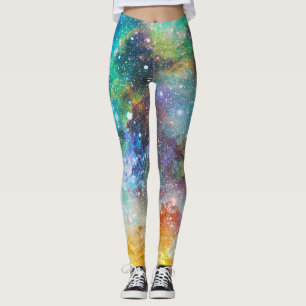 Futuristic space, starry nebula background. leggings