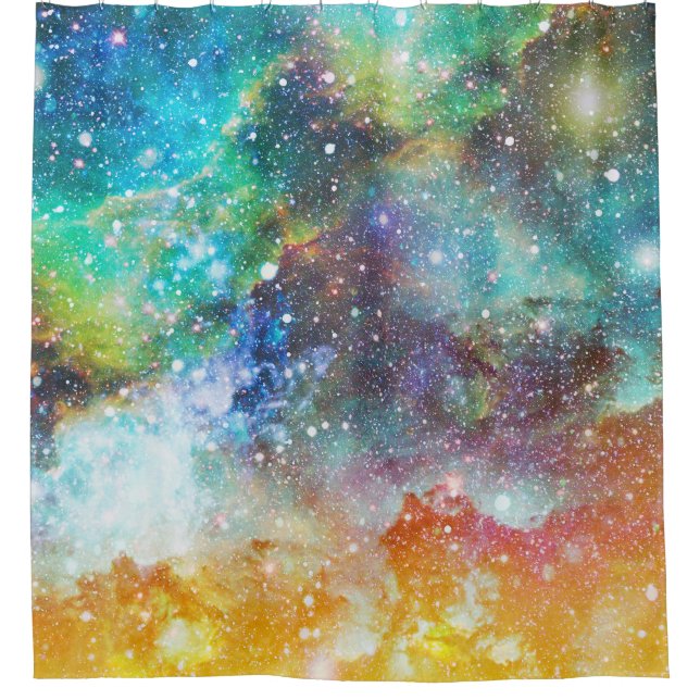 Futuristic space, starry nebula background. shower curtain (Front)