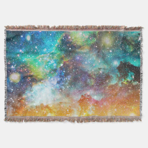 Futuristic space, starry nebula background. throw blanket