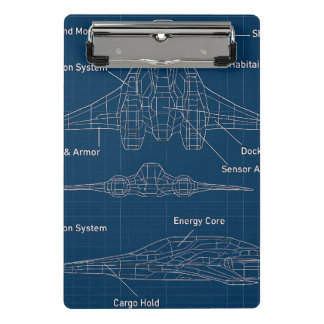 "Futuristic Spacecraft Blueprint Art" Mini Clipboard