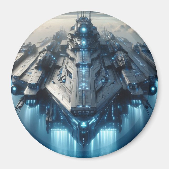 Futuristic Spaceship 3 Inch Magnet (Front)