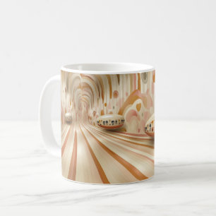 Futuristic spatial architecture, blending organic coffee mug