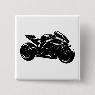 Futuristic Sport Motorcycle Design 15 Cm Square Badge