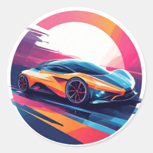 Futuristic Sports Car Classic Round Sticker