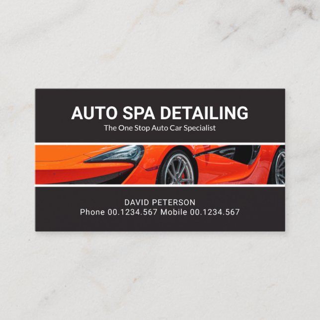 Futuristic Sports Car Detailing Auto Car Wash Business Card (Front)