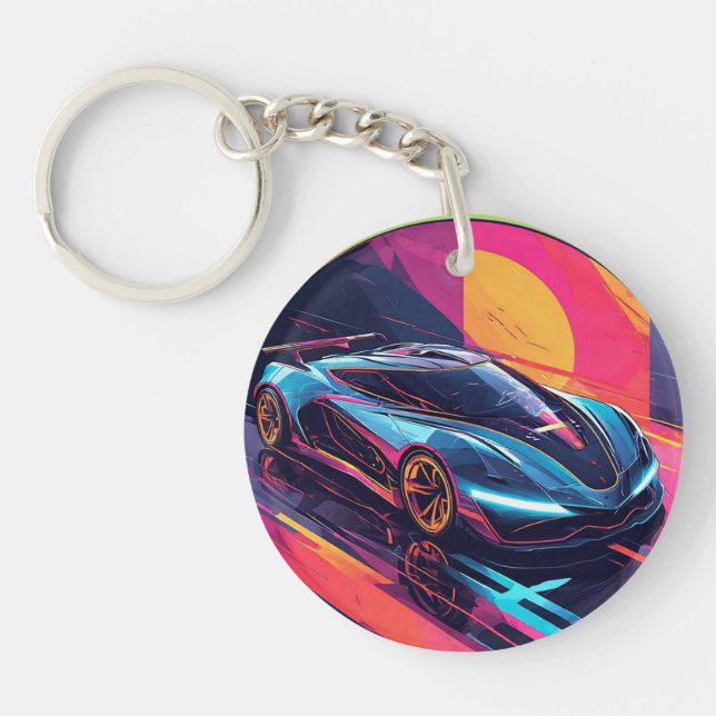 Futuristic Sports Car Key Ring (Front)