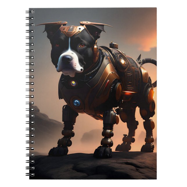 Futuristic Staffordshire Terrier Robot, Notebook (Front)