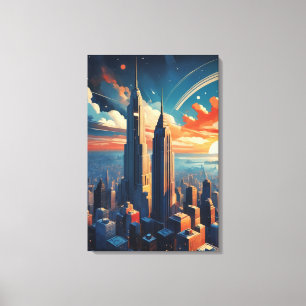 Futuristic Sunrise Cityscape Canvas Print