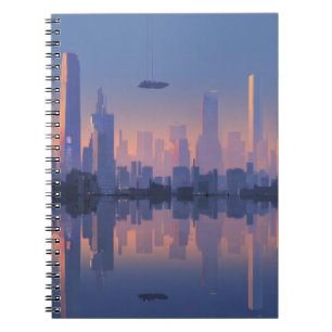 Futuristic Sunset Cityscape Notebook