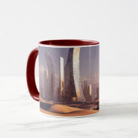 Futuristic Surreal Skyscrapers In Desert Landscape