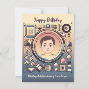 Futuristic Tech-Inspired Custom Birthday Card