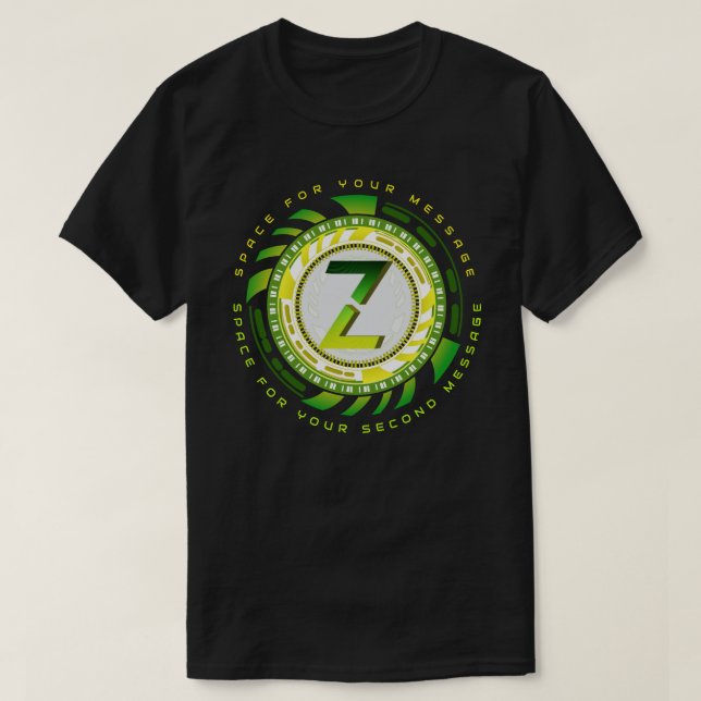 Futuristic Tech Letter Z Typography Custom Text T-Shirt (Design Front)