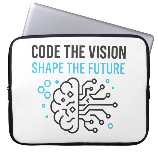 Futuristic Tech Visionary: Abstract Binary Code AI Laptop Sleeve (Front)