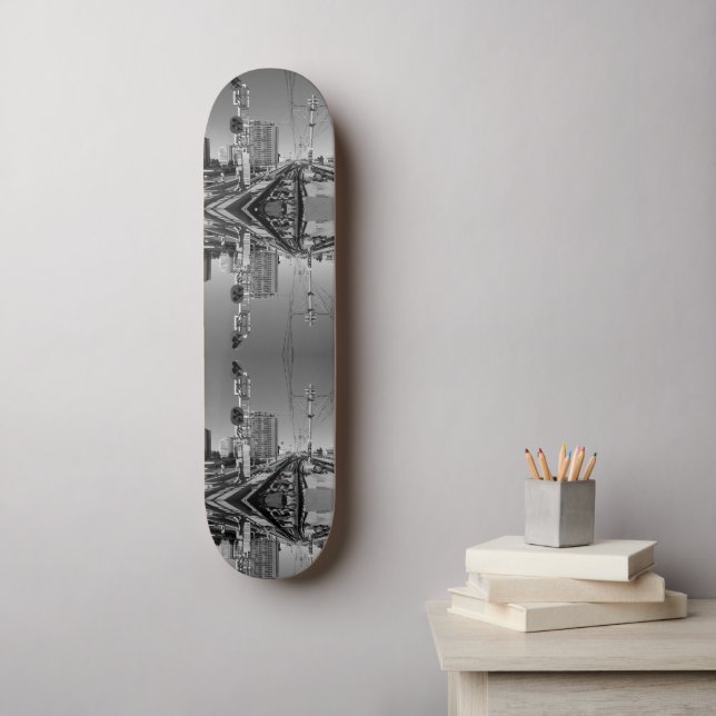Futuristic Time Bending Black and World Skateboard (Wall Art)