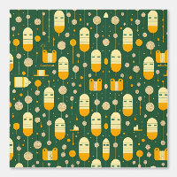 Futuristic Train Pods and Abstract Trees Pattern